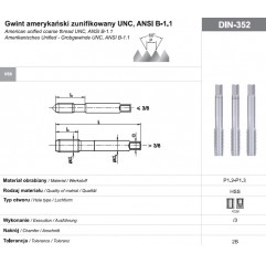 Komplet gwintowników ręcznych UNC 1/2"-13 DIN-352/3 HSS 3 szt. FANAR  (A1-230001-4131)