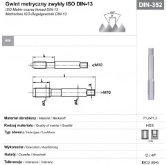 Gwintownik maszynowy zwykły ogólnego przeznaczenia M24 NGMM/1 DIN-352D HSS FANAR  (E1-131001-0240)