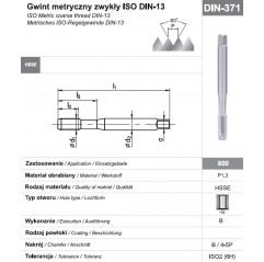 Gwintownik maszynowy wysokowydajny M5 DIN-371B HSSE 800 FANAR  (C2-111101-0050)