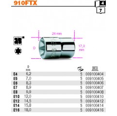 NASADKA 3/8" PROFIL TORX WEWNĘTRZNY T14  BETA (910FTX/14)