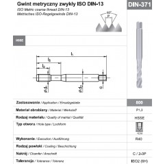 Gwintownik maszynowy wysokowydajny M8 DIN-371C R40 HSSE 800 FANAR  (C2-511101-0080)