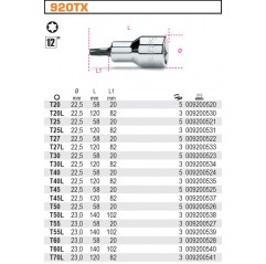 NASADKA 1/2" Z KOŃCÓWKĄ TRZPIENIOWA PROFIL TORX T40  BETA (920TX/40L)