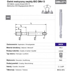 Gwintownik maszynowy wysokowydajny M3 DIN-371C R40 HSSE INOX FANAR  (C2-511801-0030)