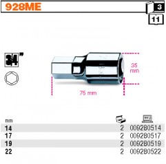 NASADKA 3/4" Z KOŃCÓWKĄ TRZPIENIOWĄ 17 MM  BETA (928ME/17)