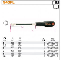 KLUCZ NASADOWY GIĘTKI 8 MM  BETA (943FL/8)