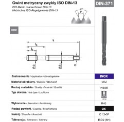Gwintownik maszynowy wysokowydajny M5 DIN-371C R40 HSSE OX INOX FANAR  (C2-516801-0050)