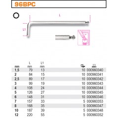 KLUCZ TRZPIENIOWY KĄTOWY Z KULISTĄ KOŃCÓWKĄ 10 MM  BETA (96BPC/10)