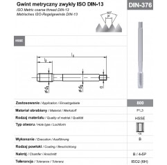 Gwintownik maszynowy wysokowydajny M5 DIN-376B HSSE 800 FANAR  (D2-111101-0050)