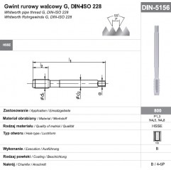 Gwintownik maszynowy wysokowydajny G 1/4" DIN-5156B HSSE 800 FANAR  (D2-111101-3127)