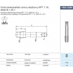 Gwintownik maszynowy ogólnego przeznaczenia NPT 3/8"-18 ISO-2284 HSS FANAR  (G1-121001-4629)