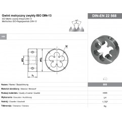 Narzynka M4 DIN-EN 22568 gwint metryczny zwykły LH HSS 800 FANAR  (N1-111001-0040)