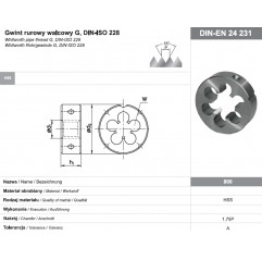Narzynka G-1/8" DIN-EN 24231 gwint rurowy walcowy HSS 800 FANAR  (N1-121001-3123)