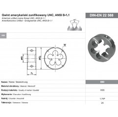 Narzynka UNC 5/16-18 DIN-EN 22568 gwint amerykański zunifikowany HSS 800 FANAR  (N1-121001-4128)