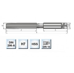 Rozwiertak ręczny fi 16 mm (H7) 87/175 mm DIN 206-A prosty HSS FENES  (0641-415-200-160)