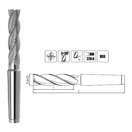 Frez trzpieniowy NFPC fi 30 mm 90/192 mm MK3 6 ostrzy DIN 845-BLN HSS FENES  (0641-512-410-120)