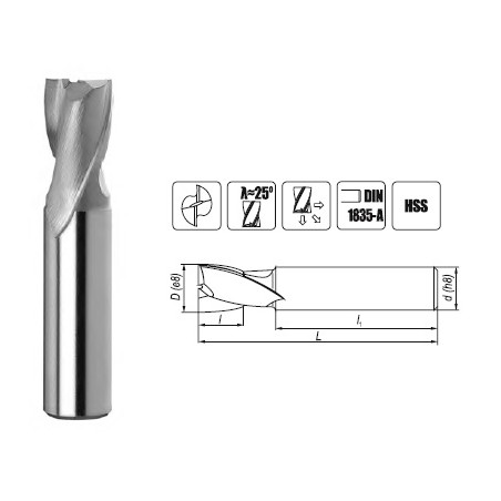 Frez trzpieniowy NFPG fi 11 mm 13/70 mm HA12 2 ostrza DIN 327-BK HSS FENES  (0641-552-100-260)