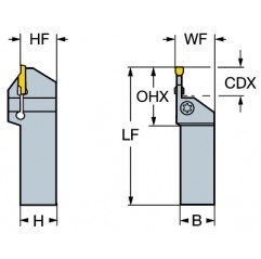 Oprawka z chwytem tradycyjnym do przecinania i toczenia rowków LF123G20-2020B, CoroCut® 1-2 Sandvik (LF123G20-2020B)