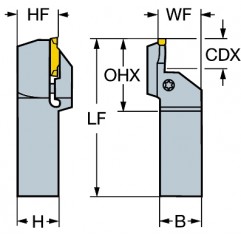 Oprawka z chwytem tradycyjnym do rowków czołowych LF123H25-2525B-220BM, CoroCut® 1-2 Sandvik (LF123H25-2525B-220BM)