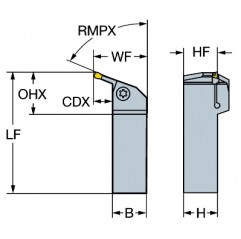 Oprawka z chwytem tradycyjnym do profilowania RX123J16-2525B-070, CoroCut® 1-2 Sandvik (RX123J16-2525B-070)