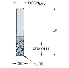 Węglikowy frez trzpieniowy do obróbki walcowo-czołowej R216.23-04050CAK11P1620, CoroMill® Plura Sandvik (R216.23-04050CAK11P