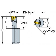 Wytaczak do toczenia gwintów L166.0KF-16-1625-11B, T-Max® U-Lock Sandvik (L166.0KF-16-1625-11B)