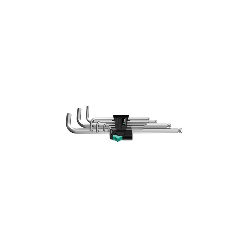 Zestaw kluczy imbusowych, z kulką, chromowanych, metrycznych 1,5-10 mm 950 PKL/9 SM N 9 szt. WERA  (05022087001)