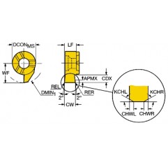 Węglikowa głowica do toczenia rowków MB-09G200-00-16R1025, CoroCut® MB Sandvik (MB-09G200-00-16R1025)