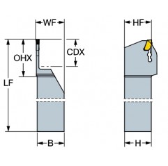 Oprawka z chwytem tradycyjnym do przecinania i toczenia rowków QD-RFH33-2525A, CoroCut® QD Sandvik (QD-RFH33-2525A)