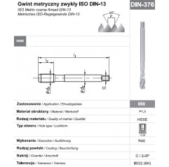 Gwintownik maszynowy wysokowydajny M18 DIN-376C R40 HSSE 800 FANAR  (D2-511101-0180)