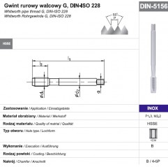 Gwintownik maszynowy wysokowydajny G 1/4" DIN-5156B HSSE INOX FANAR  (D2-111801-3127)