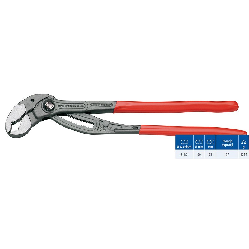 Szczypce do rur Cobra XL 400 mm 61 HRC 27 pozycji regulacji KNIPEX  (87 01 400)