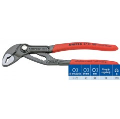 Szczypce do rur Cobra 180 mm 61 HRC 18 pozycji regulacji KNIPEX  (87 01 180)