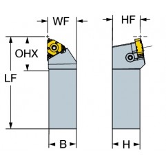 Oprawka z chwytem tradycyjnym do toczenia gwintów 266LFA-2525-16, CoroThread® 266 Sandvik (266LFA-2525-16)