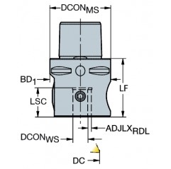 Adapter ze złącza Coromant Capto® na złącze do wykończeniowych głowic wytaczarskich C4-391.37A-12055B Sandvik (C4-391.37A