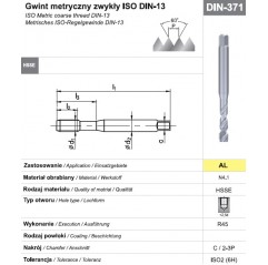 Gwintownik maszynowy wysokowydajny M3 DIN-371C R45 HSSE AL FANAR  (C2-521701-0030)