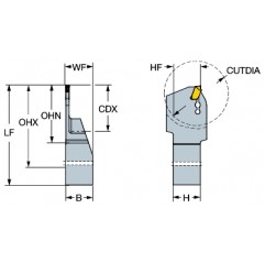 Oprawka z chwytem tradycyjnym do przecinania i toczenia rowków QD-LFE16-1212S, CoroCut® QD Sandvik (QD-LFE16-1212S)