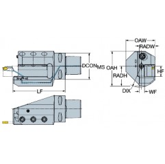 Adapter ze złącza Coromant Capto® na chwyt prostokątny C6-ASHR-105-20HP Sandvik (C6-ASHR-105-20HP)