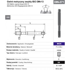 Gwintownik maszynowy wysokowydajny M8 DIN-371B HSSE OX INOX FANAR  (C2-116801-0080)