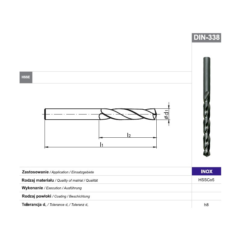 Wiertło kręte NWKA fi 7,2 69/109 mm HSSE szlifowane INOX FANAR  (W2-101811-0720)