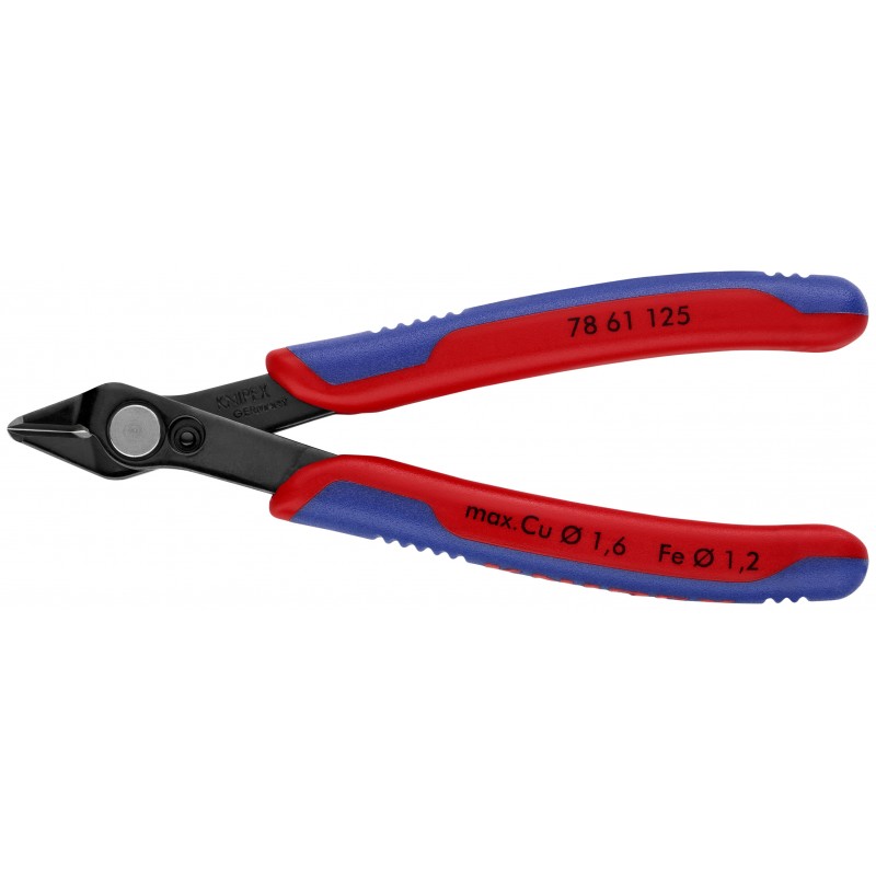 Szczypce tnące Electronic Super Knips czernione z wielokomponentowymi nasadkami 125 mm KNIPEX (78 61 125)