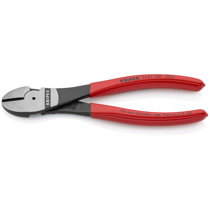 Szczypce tnące boczne o zwiększonym przełożeniu fosforanowane, czarne 180 mm KNIPEX (74 01 180)