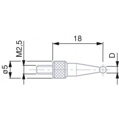 Końcówka pomiarowa węglik kulka fi 1 mm TESA  (03560051)