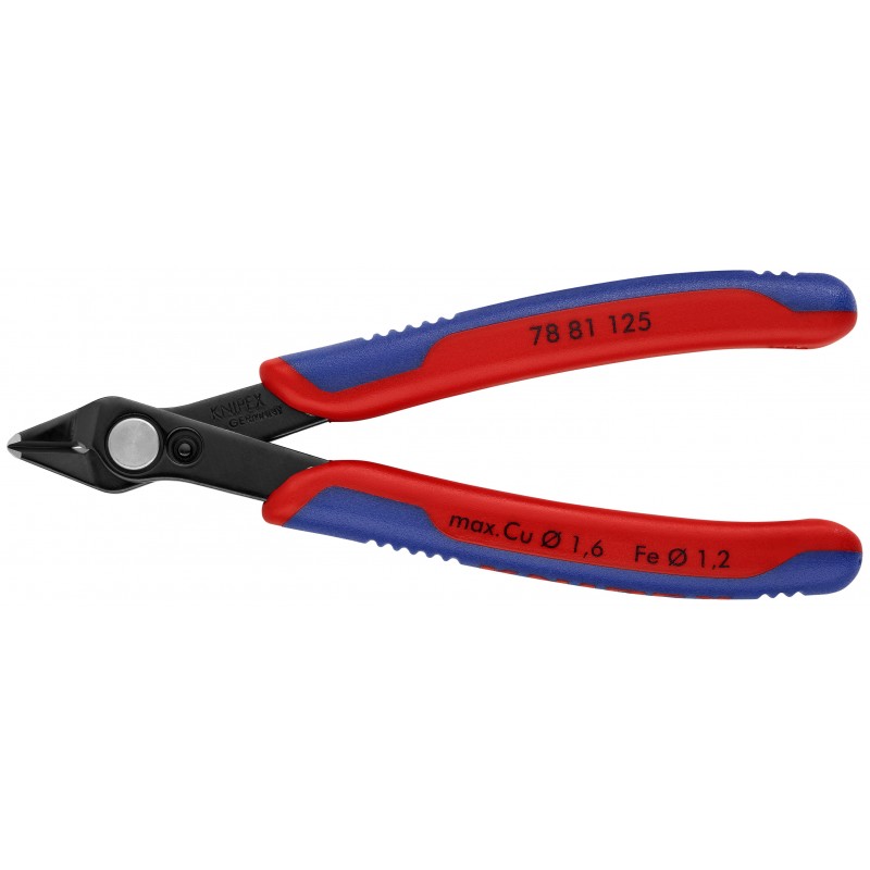 Szczypce tnące Electronic Super Knips czernione z wielokomponentowymi nasadkami 125 mm KNIPEX (78 81 125)
