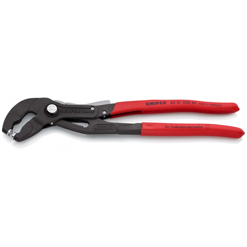 Szczypce do opasek zaciskowych z taśmy sprężynowej fosforanowane, czarne 250 mm KNIPEX (85 51 250 AF)