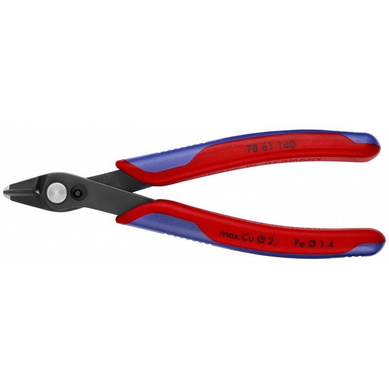 Szczypce tnące Electronic Super Knips XL czernione z wielokomponentowymi nasadkami 140 mm KNIPEX (78 61 140) Szczypce tnące Electronic Super Knips XL czernione z wielokomponentowymi nasadkami 140 mm KNIPEX (78 61 140)