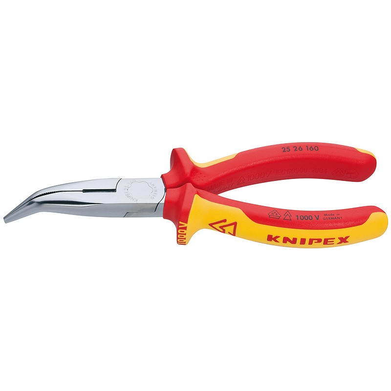 Szczypce tnące półokrągłe wygięte 160 mm 1000V chromowane KNIPEX (25 26 160) Szczypce tnące półokrągłe wygięte 160 mm 1000V chromowane KNIPEX (25 26 160)