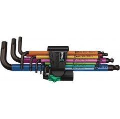 Zestaw kluczy trzpieniowych z kulką, BlackLaser, metrycznych , 950/9 Hex-Plus Multicolour 1 9szt.  WERA (05022089001)