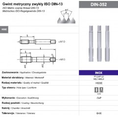 Komplet gwintowników ręcznych M12 NGMM/3-P DIN-352 HSSE INOX 3 szt. FANAR  (A2-235801-0120)