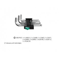 Zestaw kluczy imbusowych 1,5-10,0 chromowanych z kulką 950 PKS/9 SM N 9 szt. WERA  (05133163001)