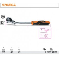 POKRĘTŁO Z MECHANIZMEM ZAPADKOWYM 1/2" 280 MM BETA (920/56A)